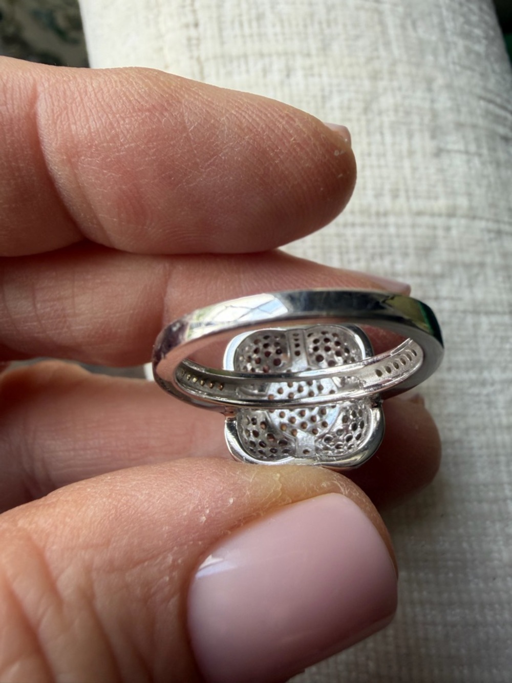 Sterling Silver Yellow Sapphire and White Zircon Pavé Ring Size 8 NEW - Picture 4 of 6